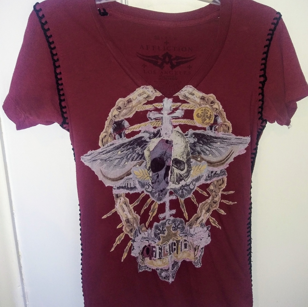 Affliction V-neck Tee, Women's XS